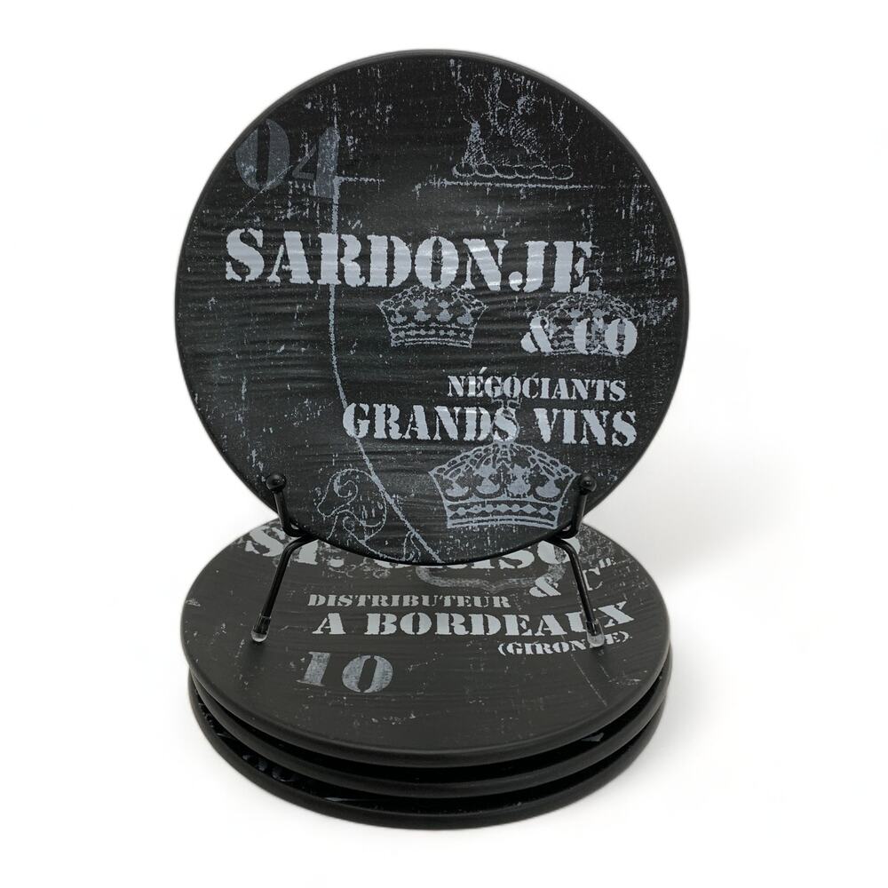 Williams Sonoma Vineyard Slate Appetizer Plates Wine Theme 6.75" Retired 4 PC